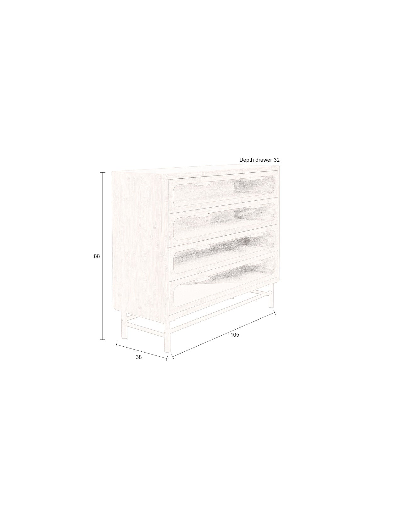 Dutchbone Caroun Natural Bamboo Chest of Drawers